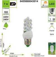 LED BULB lamp, E27, 7W, 3000 K, (Pack van 5)[Energieklasse A+]