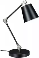 Relaxdays bureaulamp zwart - kantelbare tafellamp met E27 fitting - retro leeslamp metaal