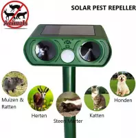 Kattenverjager - Solar Pest Repeller - Ultrasone Ongedierte Bestrijder - Mollen Verjager - Steenmarters verjager - Vogel verjager - Oplaadbare batterij door zonne energie - Ratten