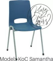 KoC Samantha blauw met zilvergrijs onderstel. kantinestoel stapelstoel kuipstoel vergaderstoel tuinstoel kantine stoel stapel stoel tuin stoel kantinestoelen stapelstoelen kuipstoe