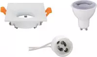 LED Spot Set - GU10 Fitting - Dimbaar - Inbouw Vierkant - Mat Wit - 6W - Natuurlijk Wit 4200K - 85mm