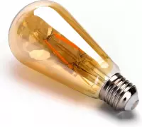 Kooldraadlamp E27 Edison ST64 - amber glas | LED 4W=38W gloeilamp | FLAME filament 2200K