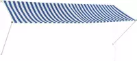 vidaXL Zonwering uitschuifbaar 350x150 cm blauw en wit