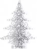 hangdecoratie kerstboom 20 cm folie zilver