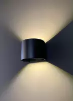 Lura Life - Design Wandlamp Rond - LED - Zwart - 3000K Warm wit - IP65 Waterdicht - Muurlamp - Geschikt voor binnen & buiten
