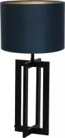 Light & Living Mace lampenvoet | met blauwe kap | 55 cm hoog | Ø kap 30 cm | zwart