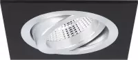 Torino - Inbouwspot Zwart/Aluminium Vierkant - Kantelbaar - 1 Lichtpunt - 93x93mm