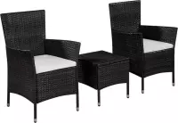 Bistroset poly rattan zwart  (incl. Fleecedeken)