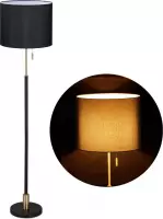 Relaxdays staande lamp woonkamer - vloerlamp - schemerlamp zwart-goud - stalamp design