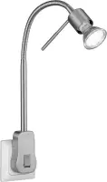 Stekkerlamp Lamp - Trinon Loany - GU10 Fitting - 5W - Warm Wit 3000K - Dimbaar - Mat Nikkel - Aluminium