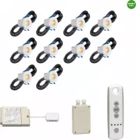 (Complete set) - LED veranda inbouwspot Valencia RTS - set van 10 stuks - Warmwit - Inclusief transformator & 1 x Somfy RTS LED receiver 500 watt & 1 x Somfy RTS afstandsbediening  4 - kanaal