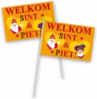Voordeelset 8x welkom Sint en Piet zwaaivlaggetjes - sinterklaas vlaggetjes