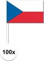 100x Tsjechische zwaaivlaggetjes 12 x 24 cm