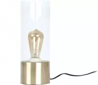 Goud tafellampje met glazen cilinder Leitmotiv Lax