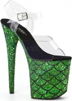 Pleaser Sandaal met enkelband, Paaldans schoenen -36 Shoes- FLAMINGO-808MSLG Paaldans schoenen Groen/Transparant