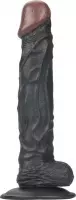 Eroticnoir - Dildo Zwart - XL - 20 cm groot - Levensecht & Realistisch - Voor mannen en vrouwen - Dik geaderd - Met Krachtige Zuignap!