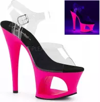 Pleaser Sandaal met enkelband, Paaldans schoenen -37 Shoes- MOON-708UV Paaldans schoenen Roze