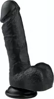 Realistische Dildo Met Balzak- 17,5 cm - Dildo - Dildo Normaal - Zwart - Discreet verpakt en bezorgd