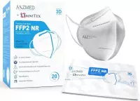 Omnitex FFP2 gezichtsmasker - 20 stuks wit, individueel verpakt | Hoge filtratie - 5 lagen | EN149 CE-gecertificeerd | Hypoallergeen | Vloeistofbestendig | Oorlussen en aanpasbare