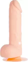 NMC – ‘One Touch’ Siliconen Vibrator in Natuurlijk Penis Uitvoering met Zuignap en Mollige Eikel 19 cm - beigeig