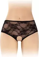 Fashion Secret Amanda - Erotische Slip met Open Kruis - Zwart - One Size