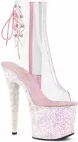 Pleaser Plateau Laarzen, Paaldans schoenen -40 Shoes- UNICORN-1018C Paaldans schoenen Roze/Transparant