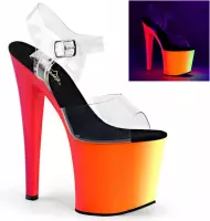 Pleaser Sandaal met enkelband, Paaldans schoenen -35 Shoes- RAINBOW-708UV Paaldans schoenen Multicolours/Transparant