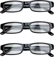 Melleson Eyewear overkijk leesbril zwart +3.00 - 3 stuks en 3 pouches - leesbrillen