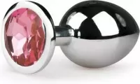 Metalen buttplug met roze kristal - zilverkleurig - Dildo - Buttpluggen - Zilver - Discreet verpakt en bezorgd