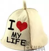 saunamuts "I LOVE My Life"  polyester vilt A-231