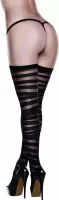 Baci - Criss Cross Sheer And Opaque Thigh Highs with Silicone Stay Up Queen