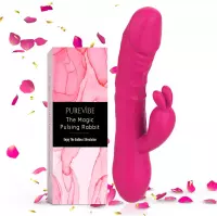 PureVibe® The Magic Pulsing Rabbit Tarzan Vibrator - met Stotende Werking - Vibrators voor Vrouwen - Fluisterstil & Discreet - Pink - Clitoris & G-spot Stimulator - Dildo - Erotiek