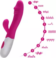 Tarzan Vibrator Met Clitoris Stimulator – Geribbelde Eikel Voor G-spot Stimulatie - Roze