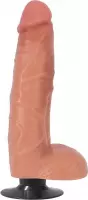 9 Inch Vibrating Dong with Balls - Beige