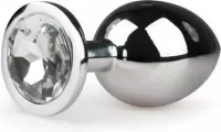 Metalen buttplug met transparante diamant - zilverkleurig - Dildo - Buttpluggen - Zilver - Discreet verpakt en bezorgd