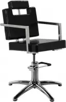 Novicum Elin kappersstoel pompstoel styling chair zwart met aluminium kruisvoet
