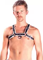 Mister b leather chest harness black-white small