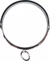 Zilveren metalen halsband met O-ring