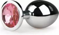 Metalen buttplug met roze kristal - zilverkleurig - Sextoys - Anaal Toys