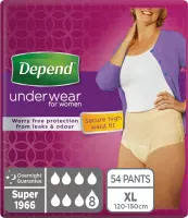 Depend Super - Incontinentiebroekjes voor urineverlies - XL - Vrouwen - 54 stuks