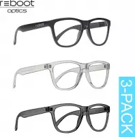 Reboot Optics® 3-PACK | Blauw Licht Bril | Computerbril | Beeldschermbril | Gamebril | Unisex | Beeldscherm | UV400
