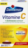 Davitamon Vitamine C + Echinacea - Hoog gedoseerd vitamine C - Natuurlijke weerstand - Voedingssupplement - 20 tabletten