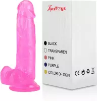 TipsToys Dildo Ø 4.6 cm met Zuignap en Balzakken - Clitoris Gspot Sex Toys voor Vrouwen Roze