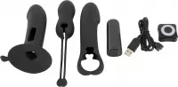 Black Velvets – Oplaadbaar Vibrator Kit met Stimulerende Opzetstukken 3 Delig met Draadloze Afstandsbediening – Zwart