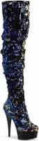 Pleaser Plateau overknee Laarzen -37 Shoes- DELIGHT-3004 US 7 Blauw/Zwart