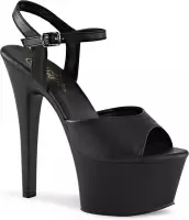 Aspire-609 stiletto sandal with ankle strap black faux leather - (EU 45 = US 14) - Pleaser
