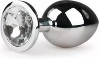 Metalen buttplug met transparante diamant - zilverkleurig - Sextoys - Anaal Toys