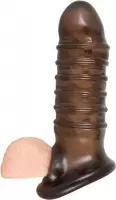 Penis Sleeve Met Ribbels - Zwart - Zwart transparant - Sextoys - Penispompen & Penis Sleeves - Toys voor heren - Penissleeve's