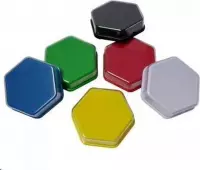 Praatknoppen zeshoekige vorm - luister en spraakactiviteiten voor kinderen - verwisselbare afbeeldingen - set van 6 kleuren