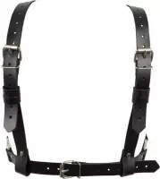 Leren Harnas met Metalen Ringen - One Size (S-L 34 - 40) - Zwart - BDSM - Bondage -  BDSM - Bondage